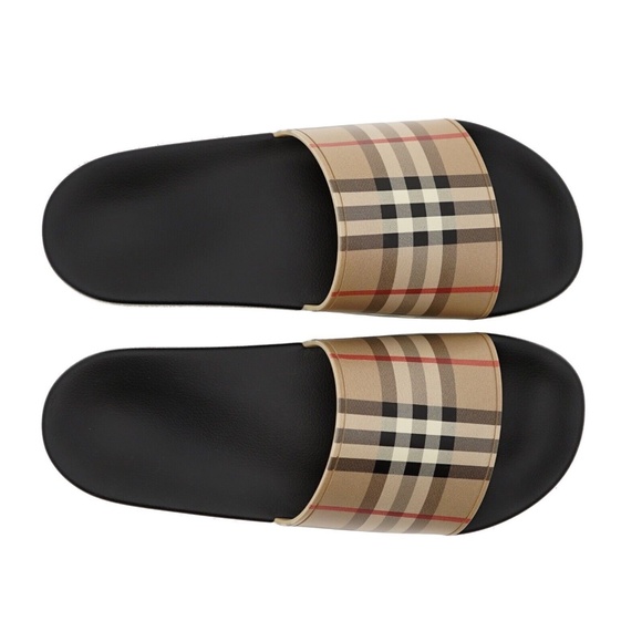 Burberry Furley Vintage Check Slides Men Size 13 New - Picture 3 of 7